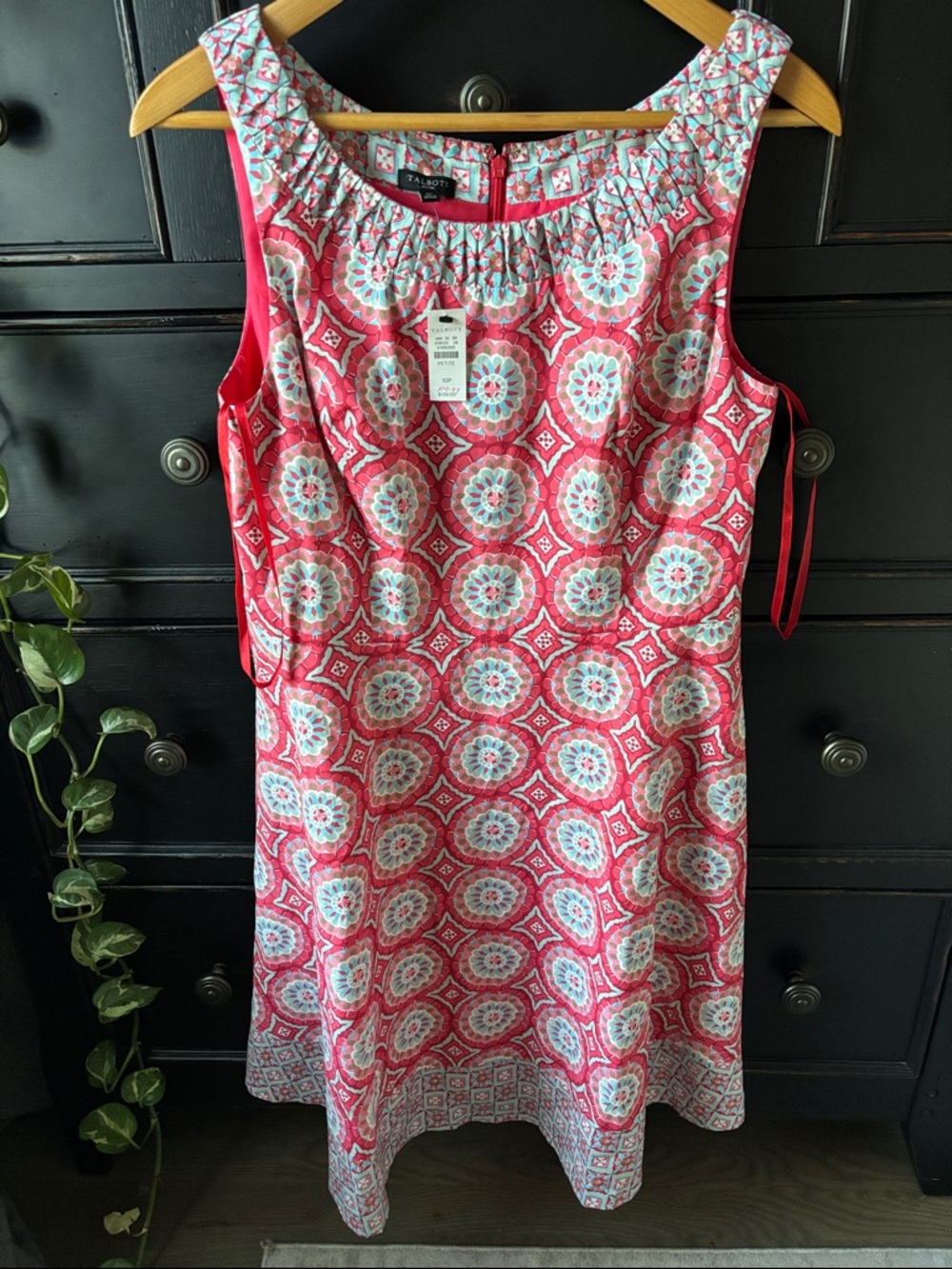 NWT Talbots Petites size 10P Geometric Medallion Fit & Flare 100% Cotton Dress